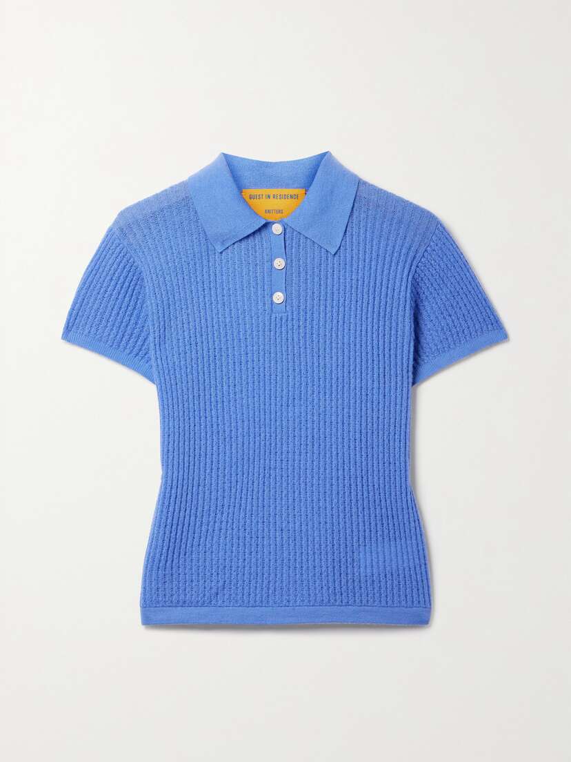 Guest In Residence Ribbed Cashmere Polo Sweater - x large