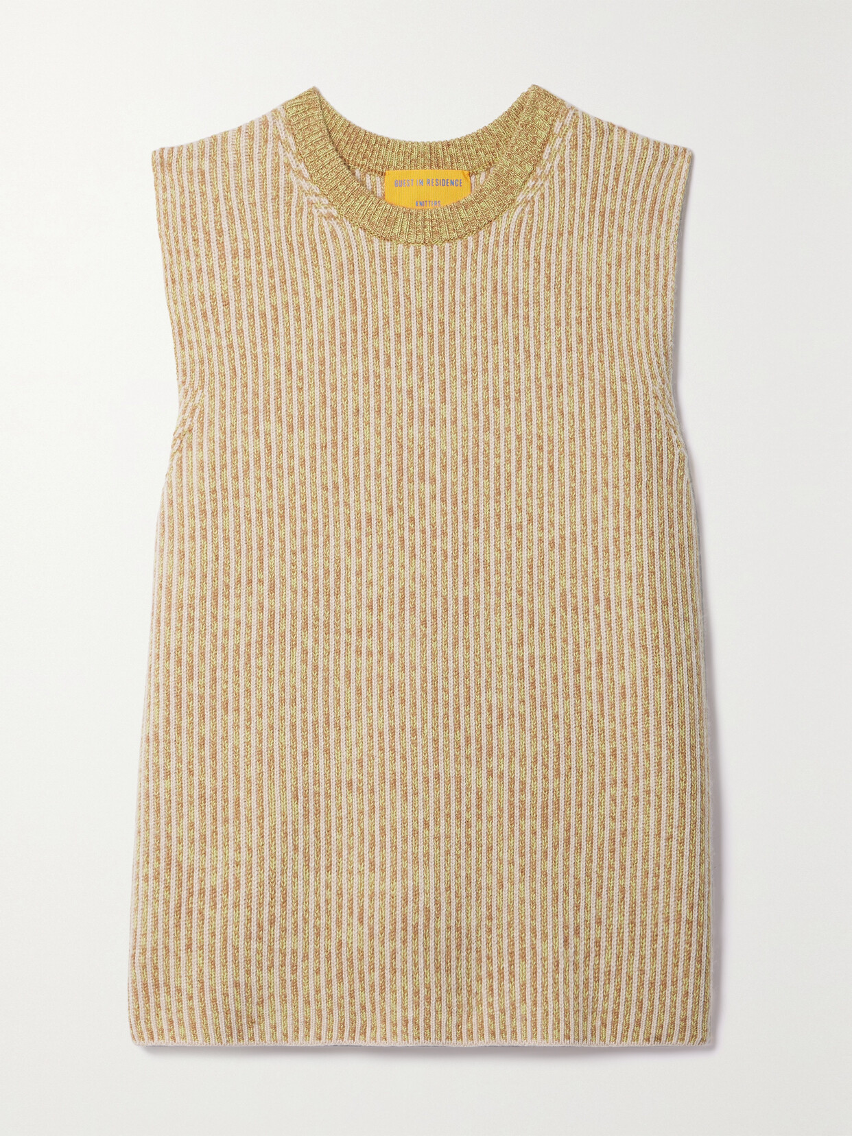 Guest In Residence - Striped Ribbed Cashmere Vest - Neutrals