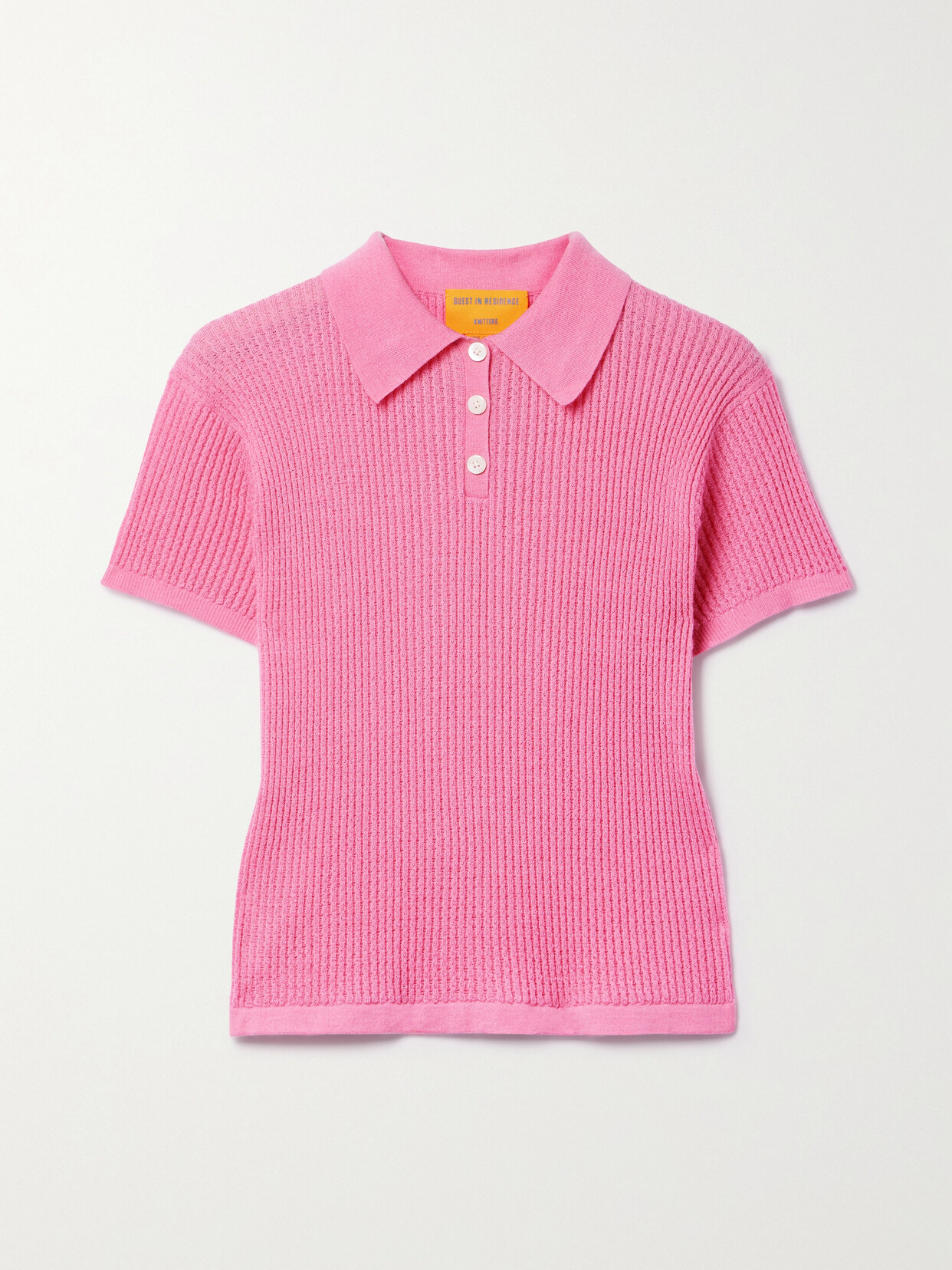 Guest In Residence Ribbed Cashmere Polo Sweater In Pink