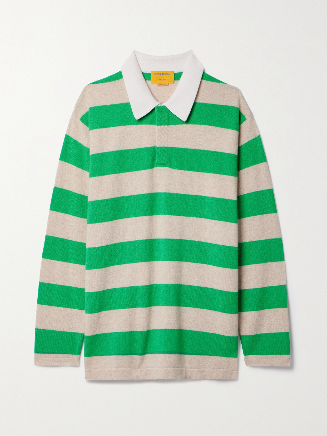 Guest In Residence - Oversized Striped Cashmere Sweater - Green