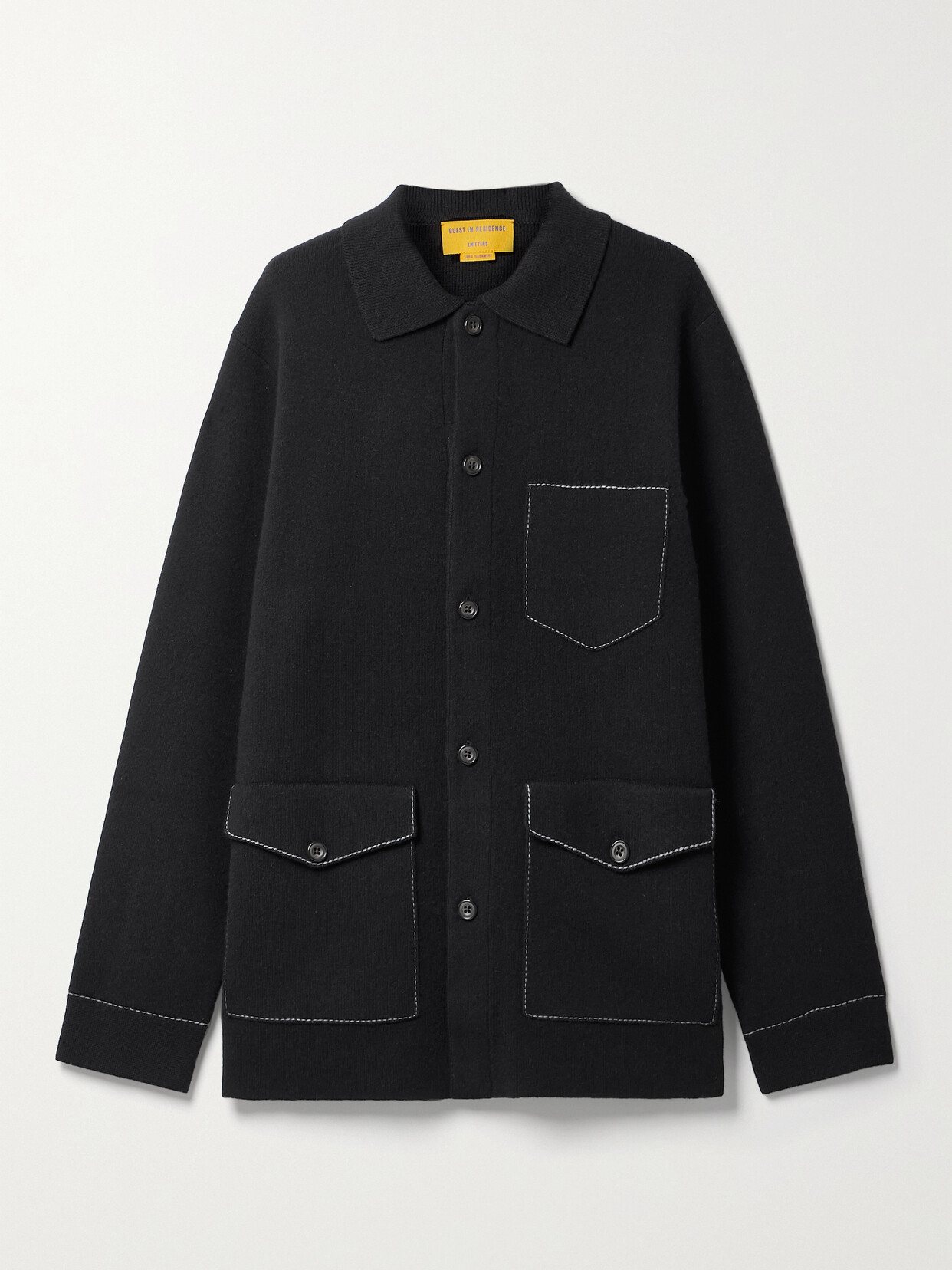 Guest In Residence - Industry Oversized Topstitched Cashmere Jacket - Black