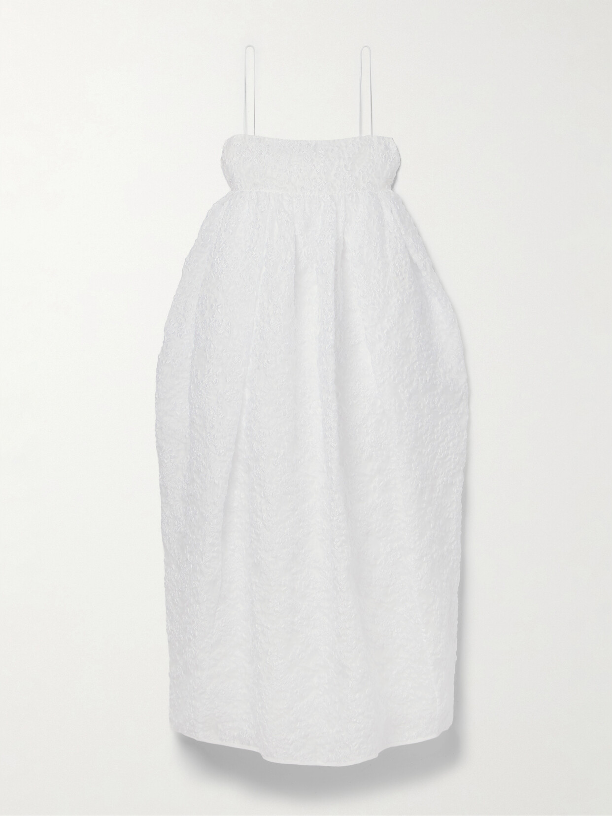 Shop Cecilie Bahnsen Vilma Bow-embellished Matelassé Midi Dress In White