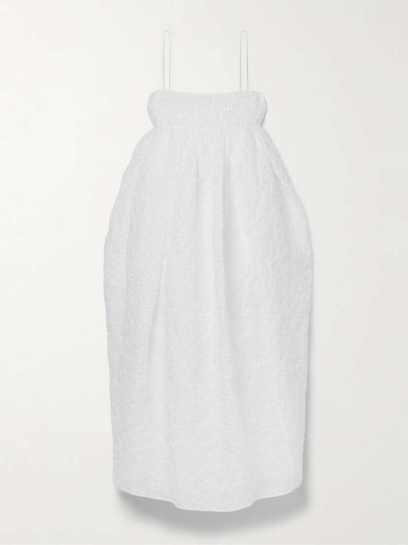 Cecilie Bahnsen Vilma Bow-embellished Matelassé Midi Dress - UK 14