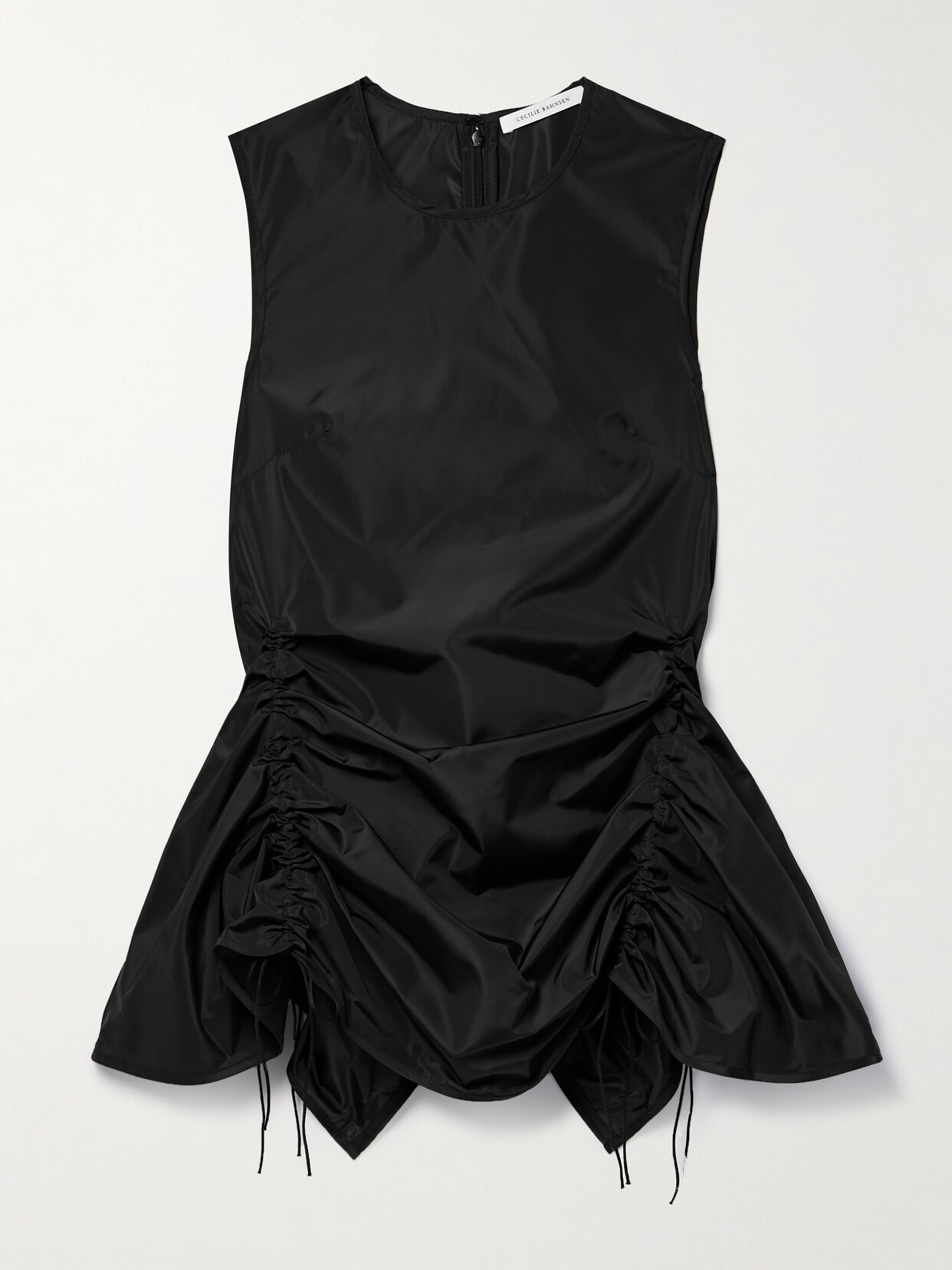 Cecilie Bahnsen Unika Ruched Taffeta Top In Black