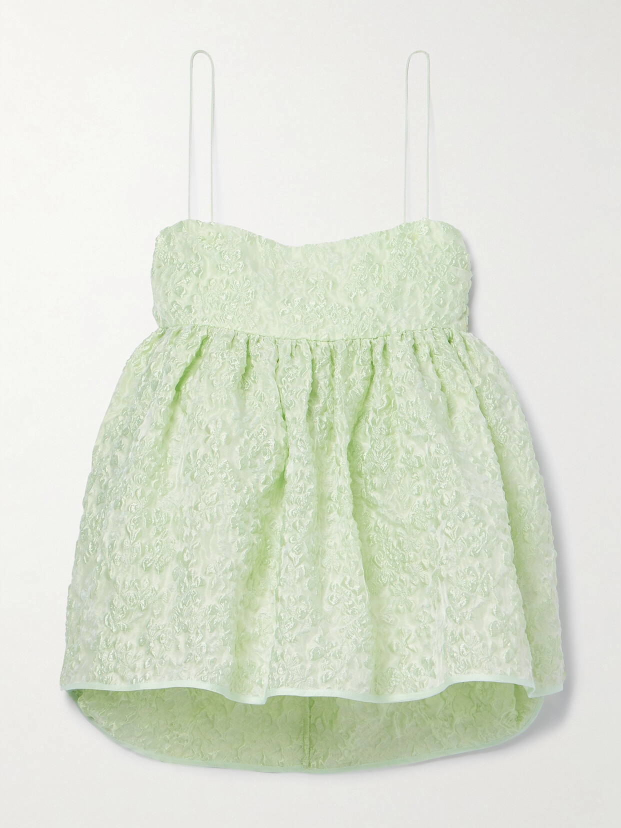 Cecilie Bahnsen Veronica Bow-embellished Matelassé Top - Green