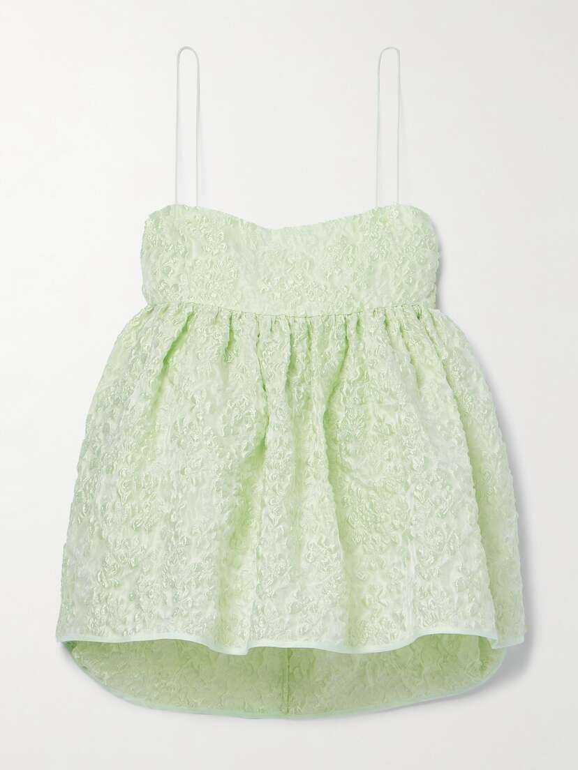 Cecilie Bahnsen Veronica Bow-embellished Matelassé Top - UK 14