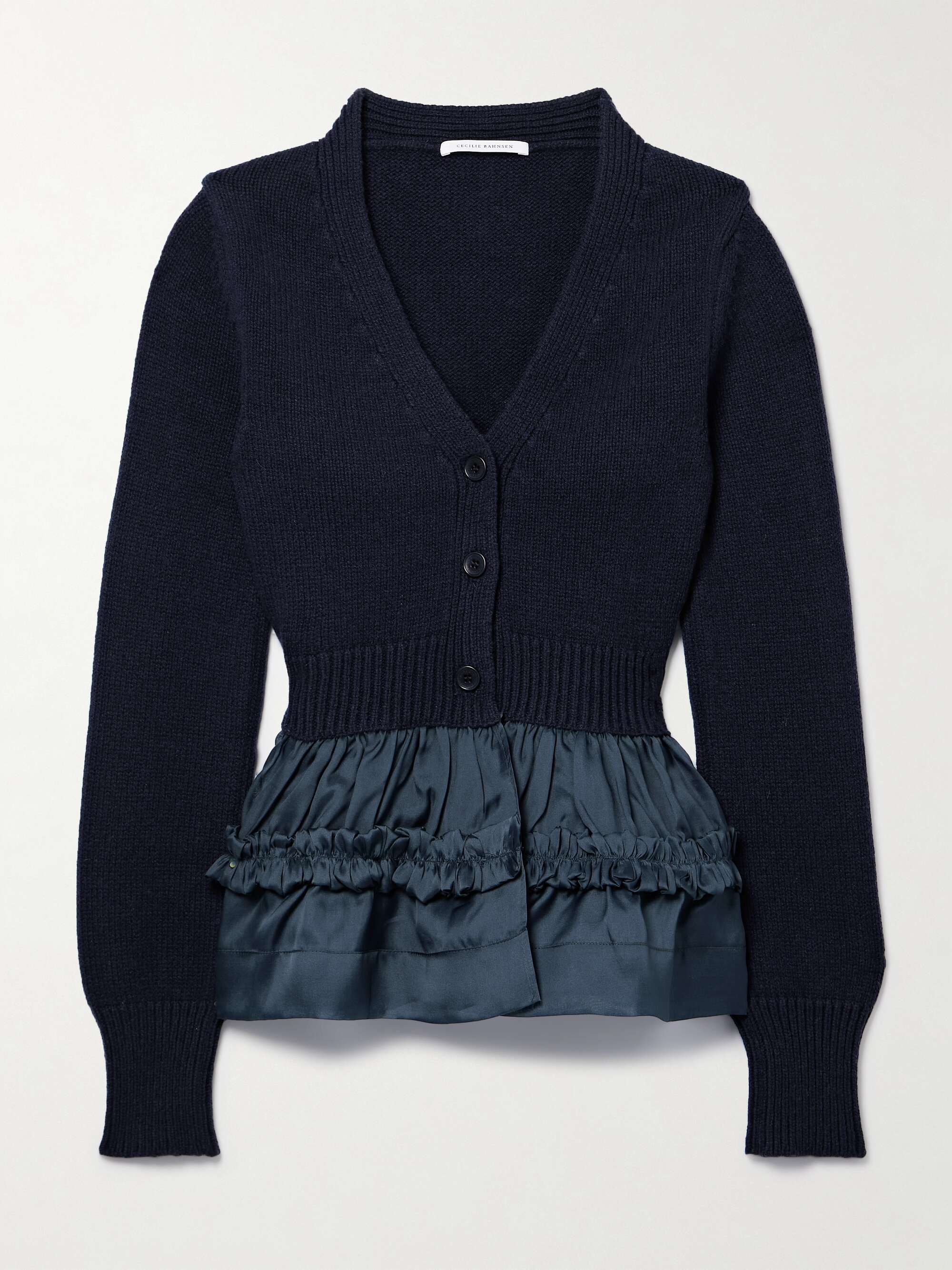CECILIE BAHNSEN Vision ruffled taffeta-trimmed cashmere and wool  