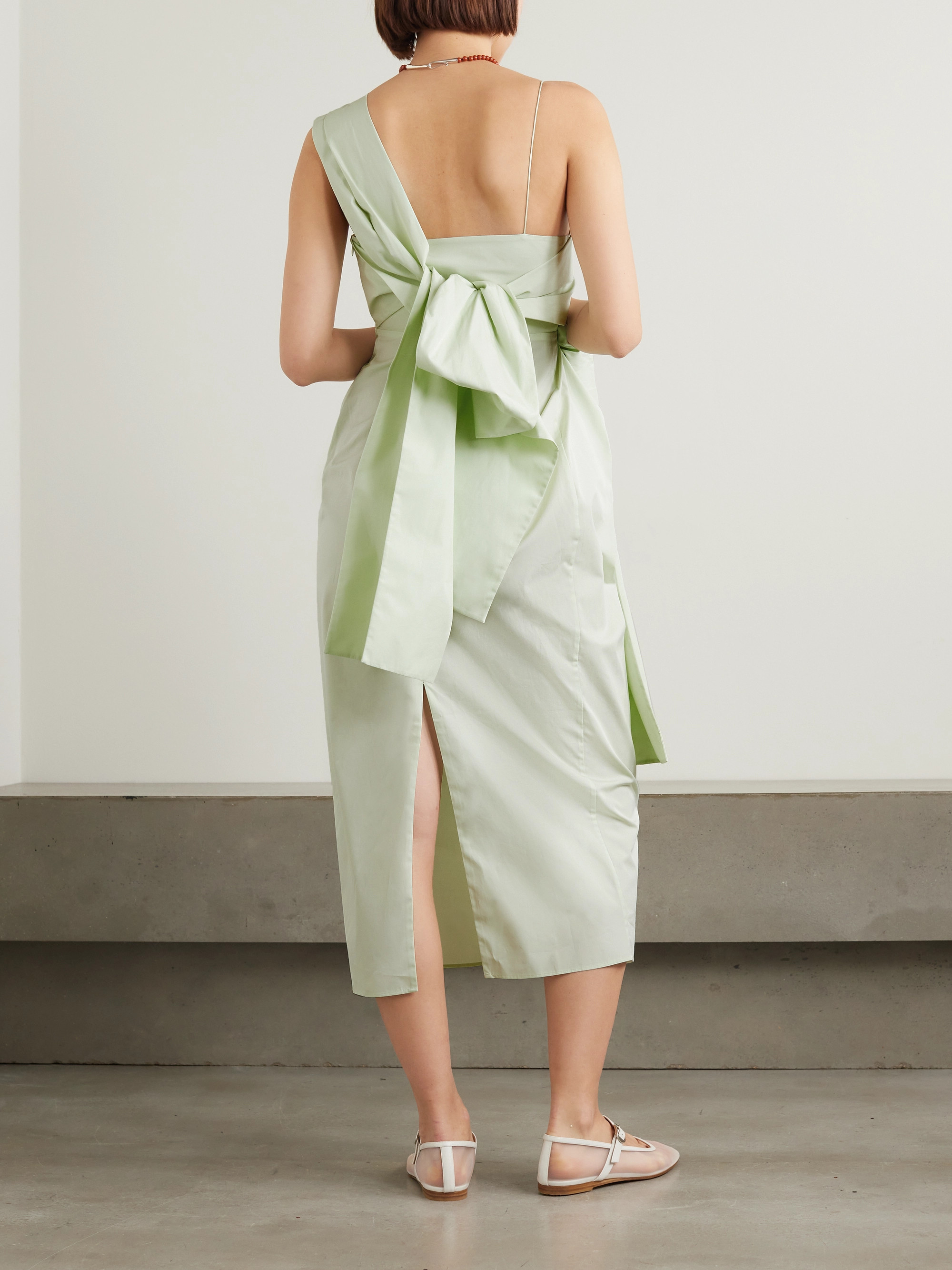 Cecilie Bahnsen Valentina one-shoulder bow-detailed cotton-poplin dress