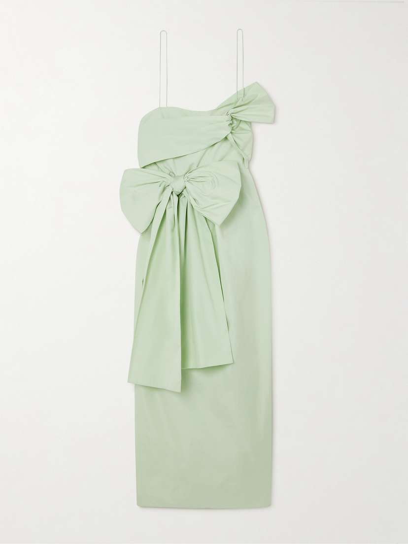 Cecilie Bahnsen Valentina One-shoulder Bow-detailed Cotton-poplin Dress