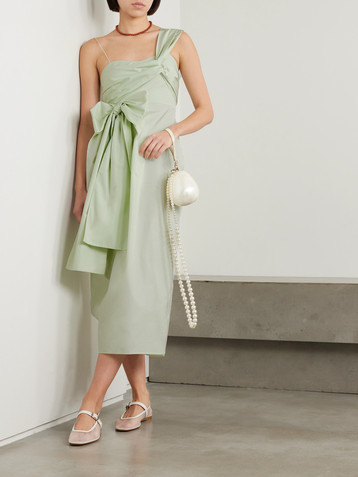 Cecilie Bahnsen Valentina one-shoulder bow-detailed cotton-poplin dress