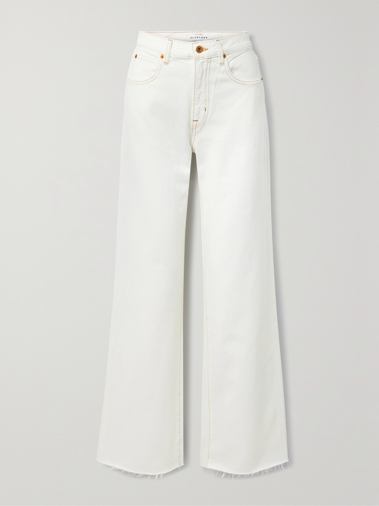 SLVRLAKE - + Net Sustain Grace Frayed High-rise Wide-leg Jeans - White