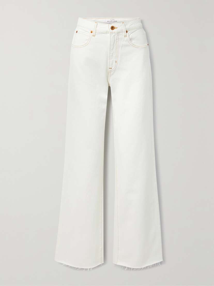 SLVRLAKE Grace Frayed High-rise Wide-leg Jeans