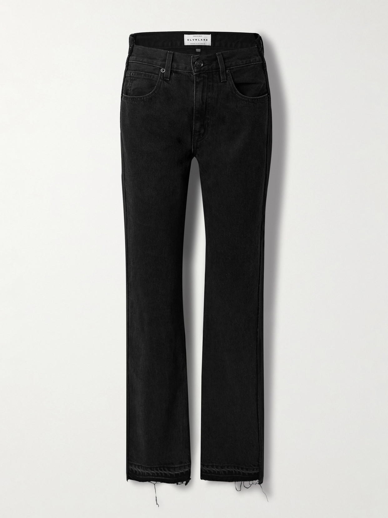 SLVRLAKE - + Net Sustain London Frayed Paneled High-rise Straight-leg Organic Jeans - Black