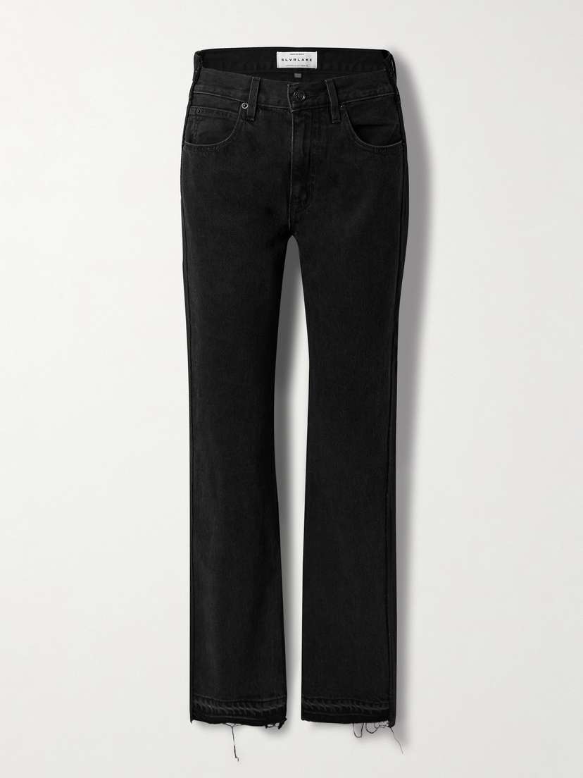SLVRLAKE London Frayed Paneled High-rise Straight-leg Organic Jeans