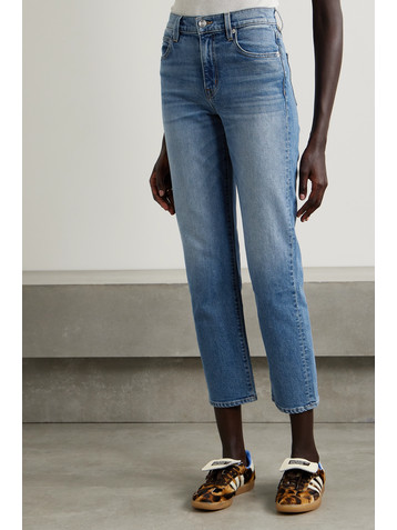 SLVRLAKE Sophie distressed mid-rise straight-leg organic jeans