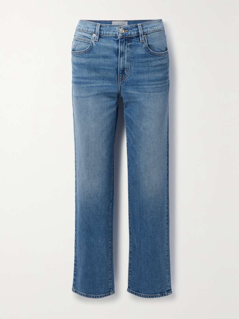 SLVRLAKE Sophie Distressed Mid-rise Straight-leg Organic Jeans