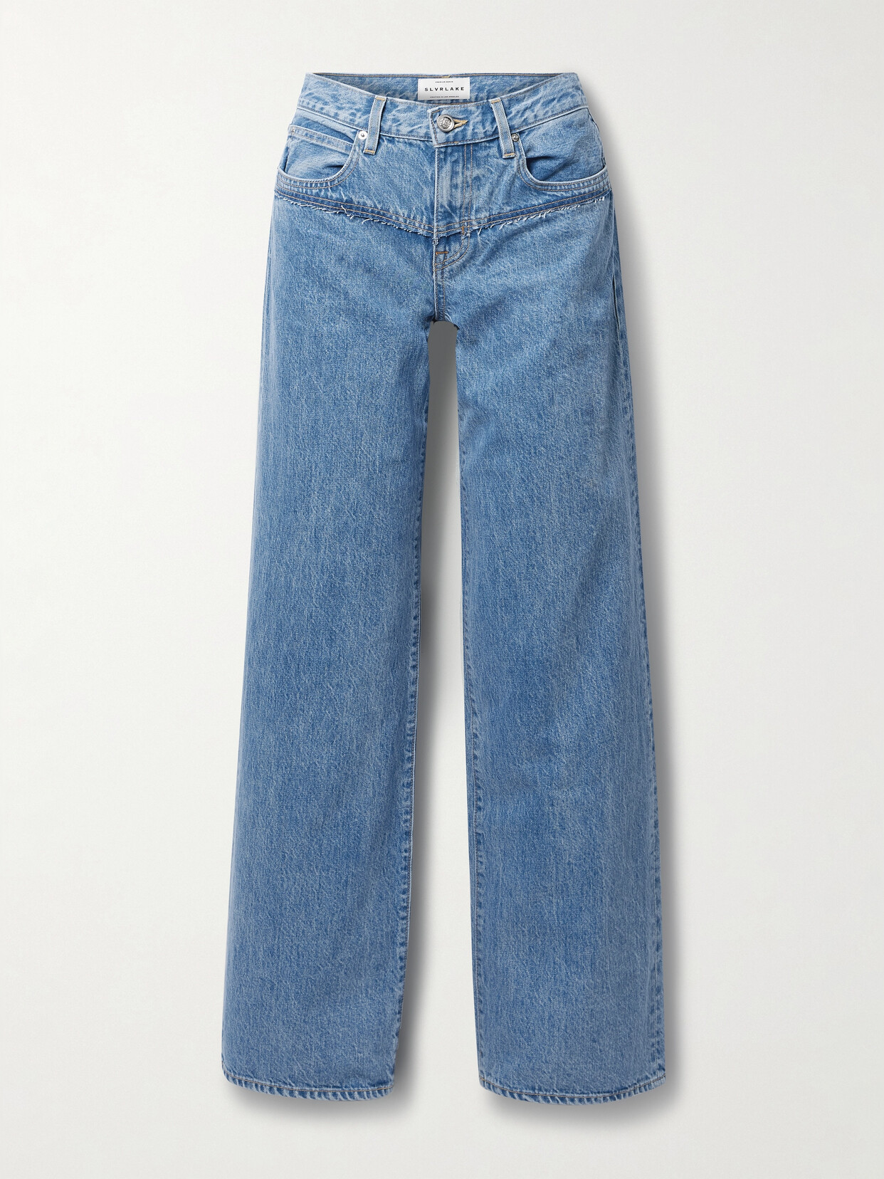 Slvrlake + Net Sustain Mica Frayed High-rise Wide-leg Organic Jeans In Blue