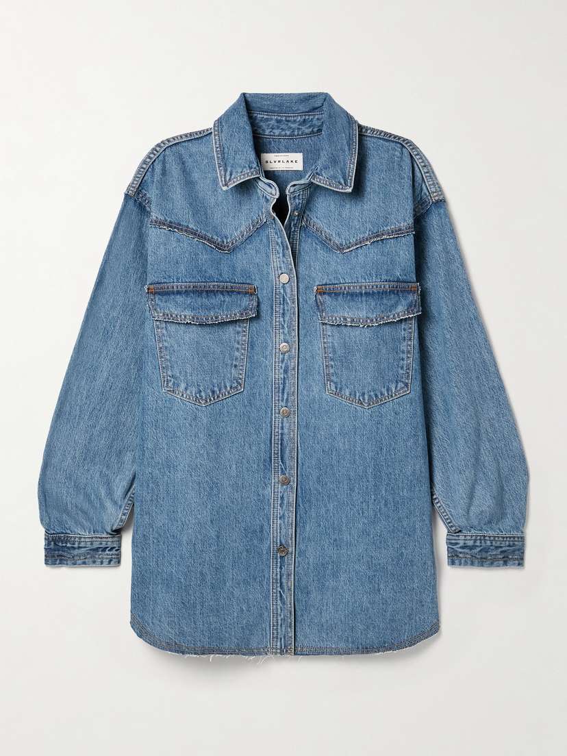 SLVRLAKE Western Frayed Organic Denim Shirt