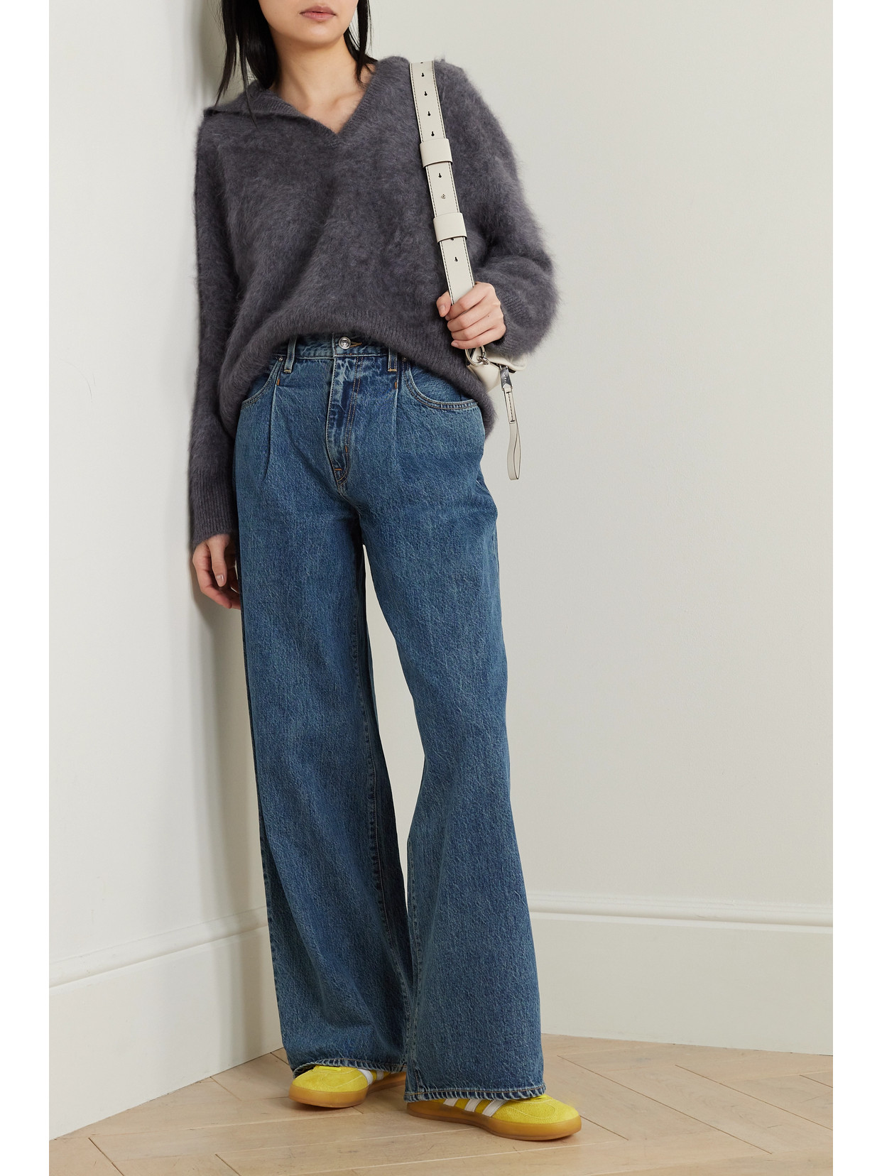 Shop Slvrlake + Net Sustain Abby Pleated High-rise Wide-leg Jeans In Blue