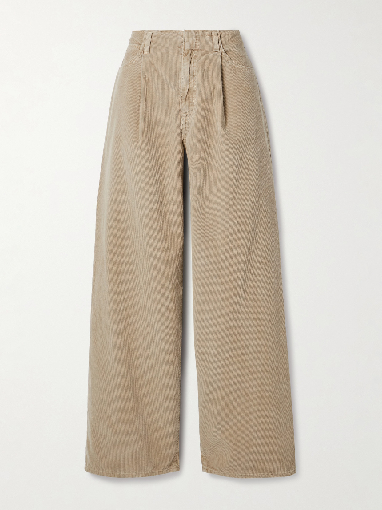 SLVRLAKE - + Net Sustain Taylor Pleated Cotton-corduroy Wide-leg Pants - Neutrals