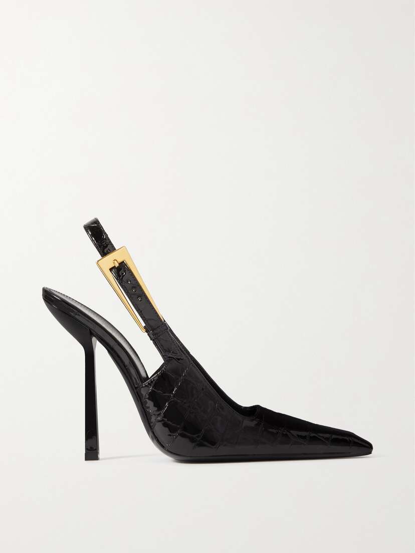 Saint Laurent Lee Patent-leather Slingback Pumps - EU 42