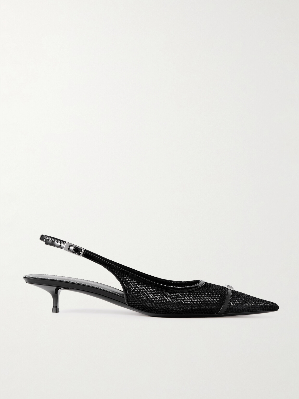 Shop Saint Laurent Oxalis Patent Leather-trimmed Mesh Slingback Pumps In Black