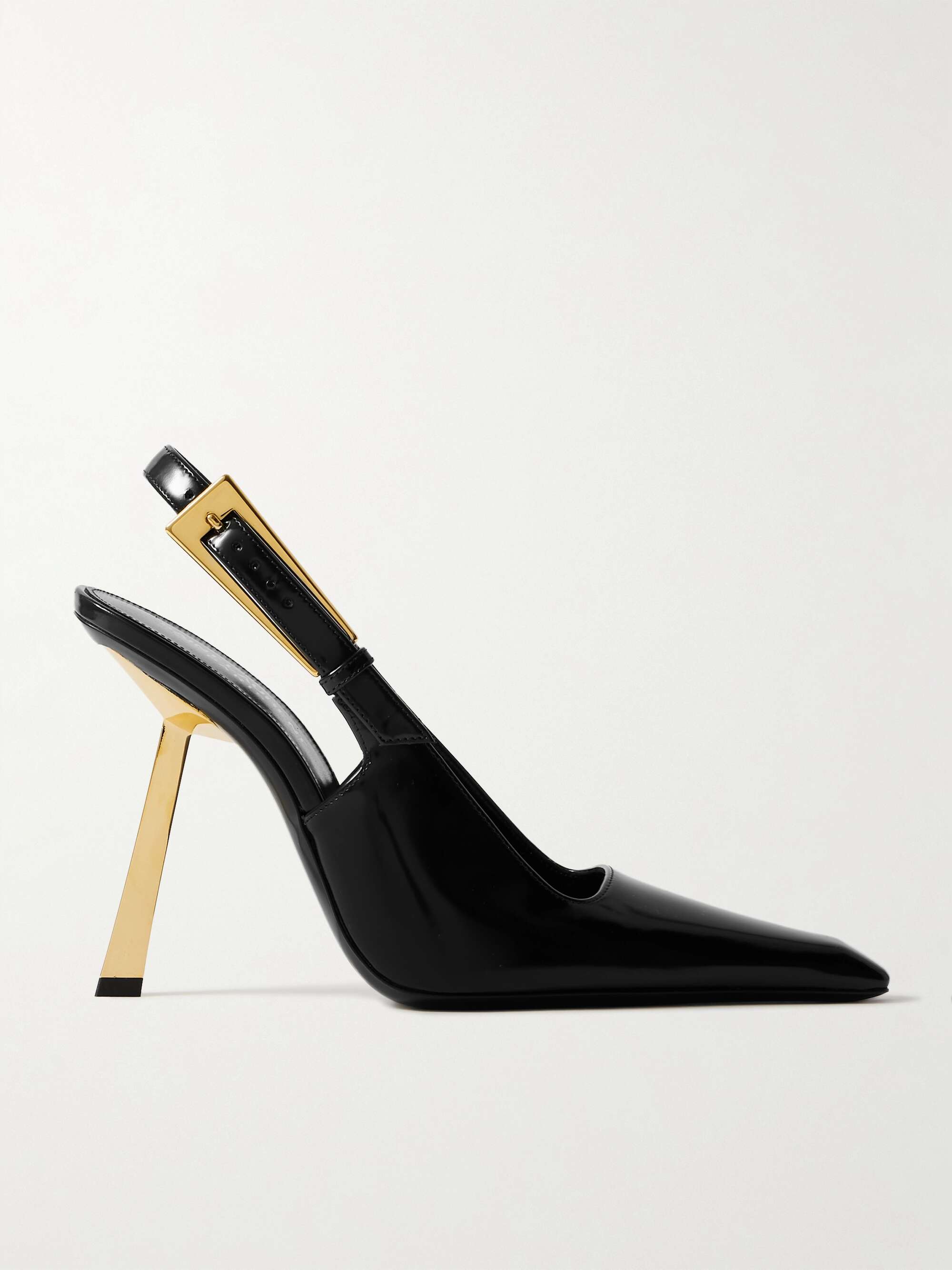 SAINT LAURENT Lee patent-leather slingback pumps | NET-A-PORTER