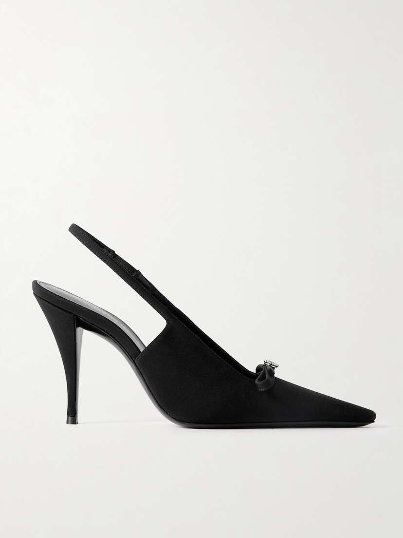 Saint Laurent Crystal-embellished Crepe Slingback Pumps - EU 42
