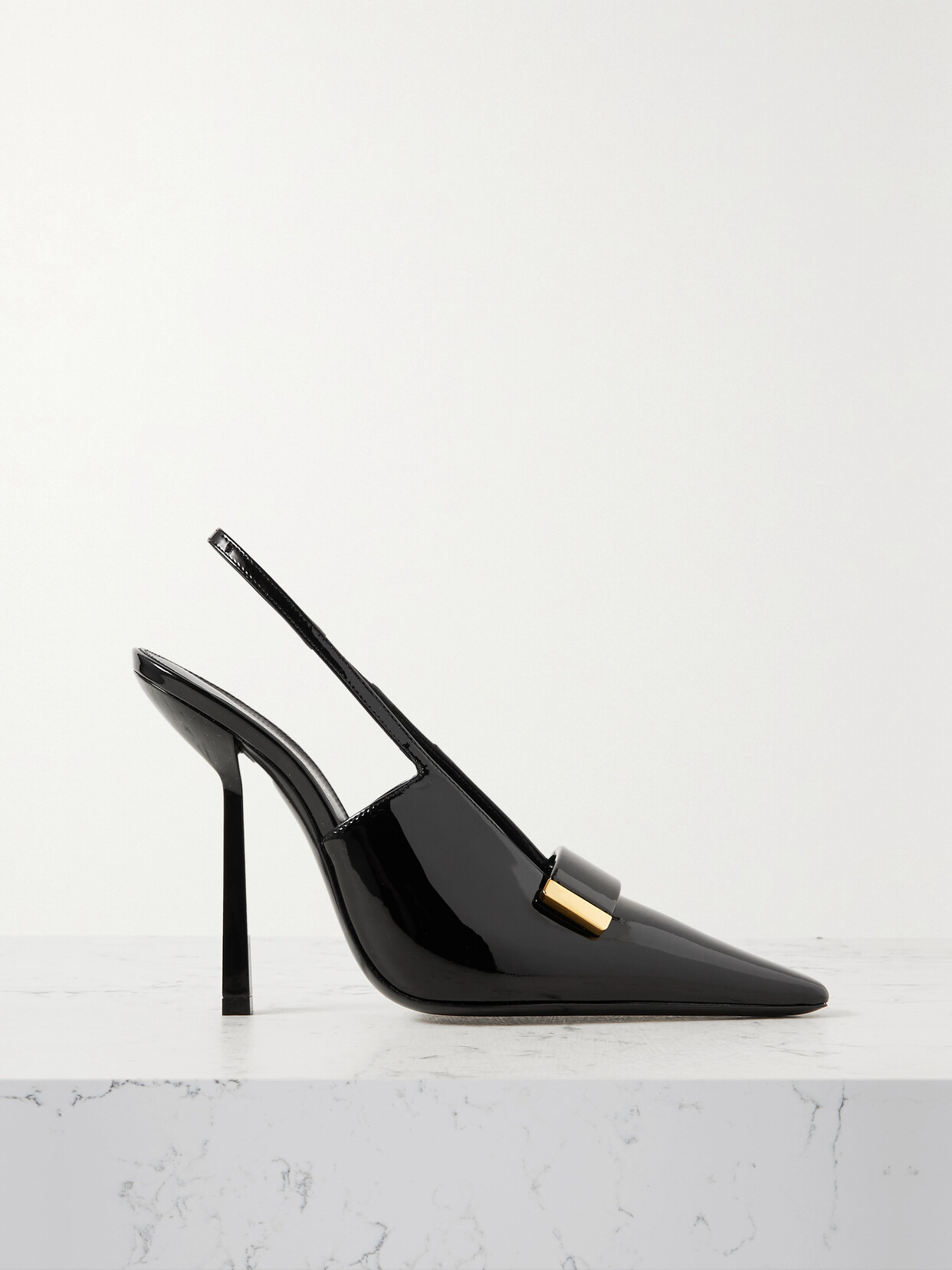 Saint Laurent Madame Patent-leather Slingback Pumps In Black