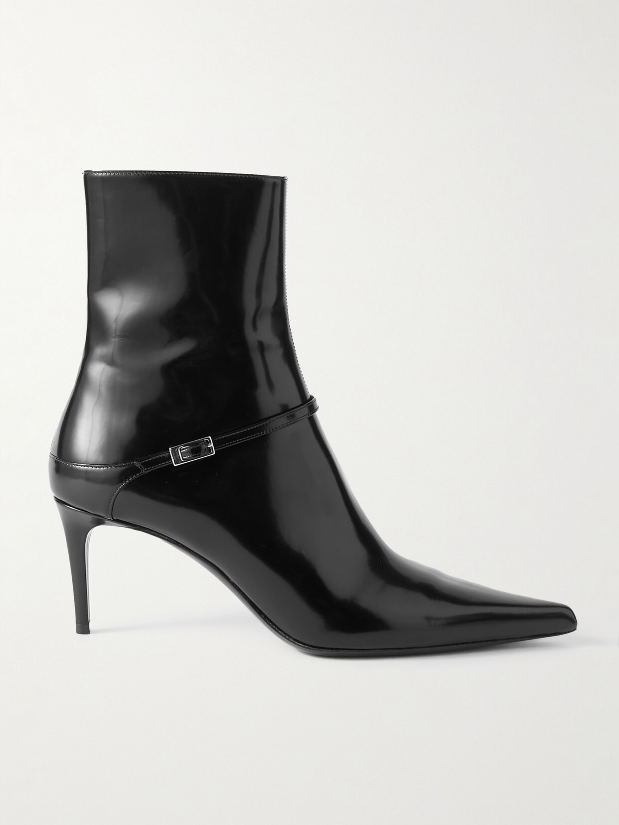 Saint Laurent Vendome Buckled Glossed-leather Ankle Boots In Black