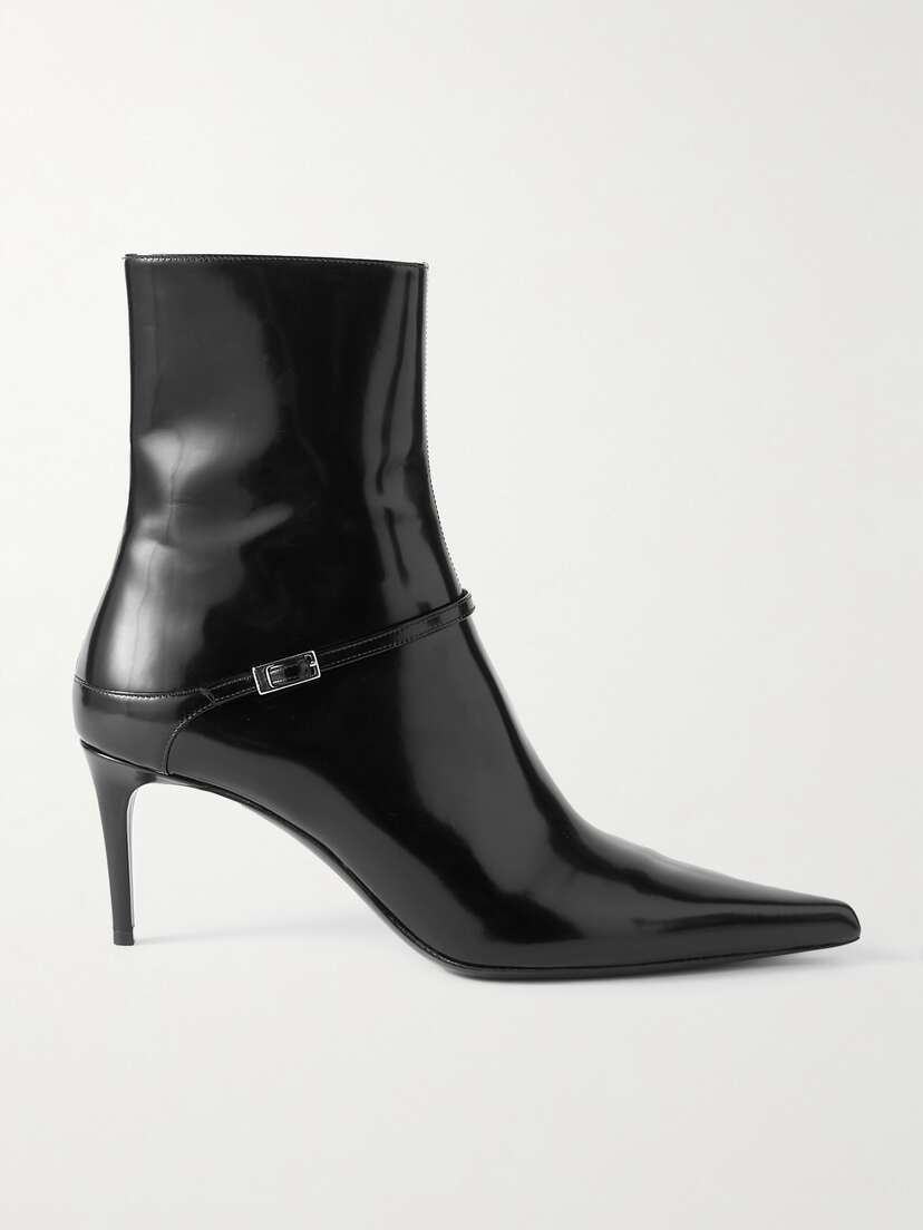 Saint Laurent Vendome Buckled Glossed-leather Ankle Boots
