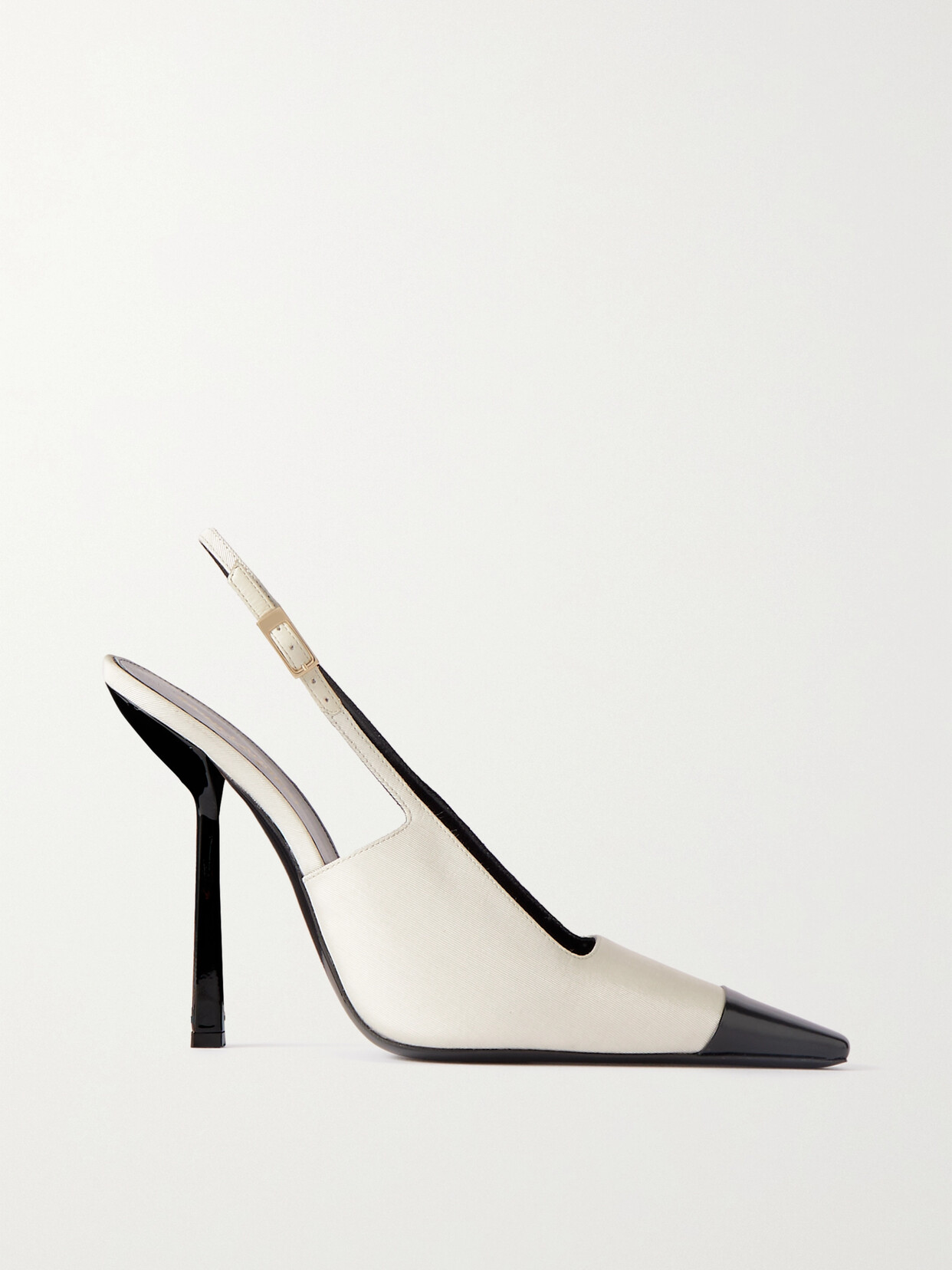 SAINT LAURENT INES LEATHER-TRIMMED TWILL SLINGBACK PUMPS