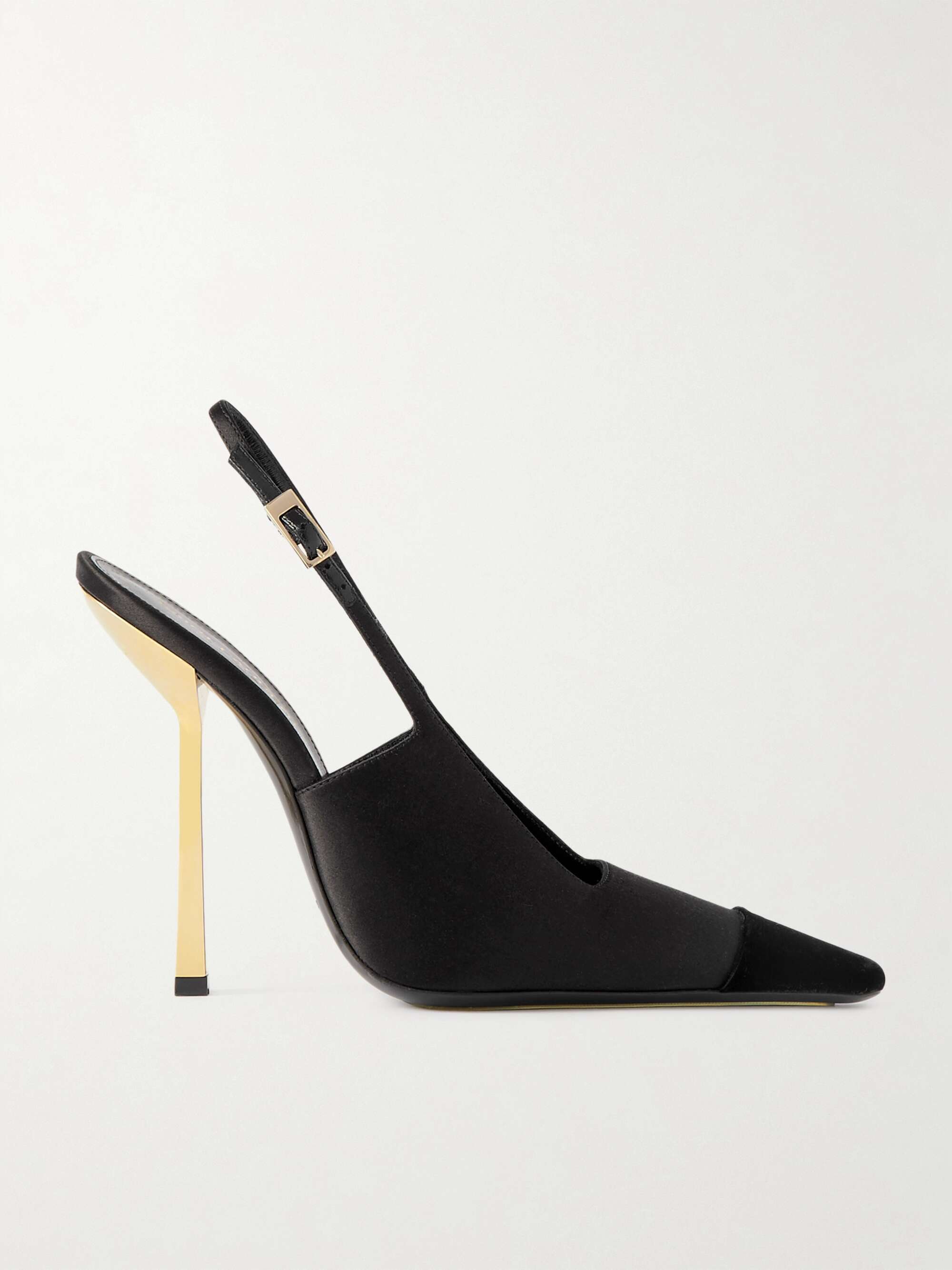 SAINT LAURENT Ines velvet-trimmed satin slingback pumps | NET-A-PORTER