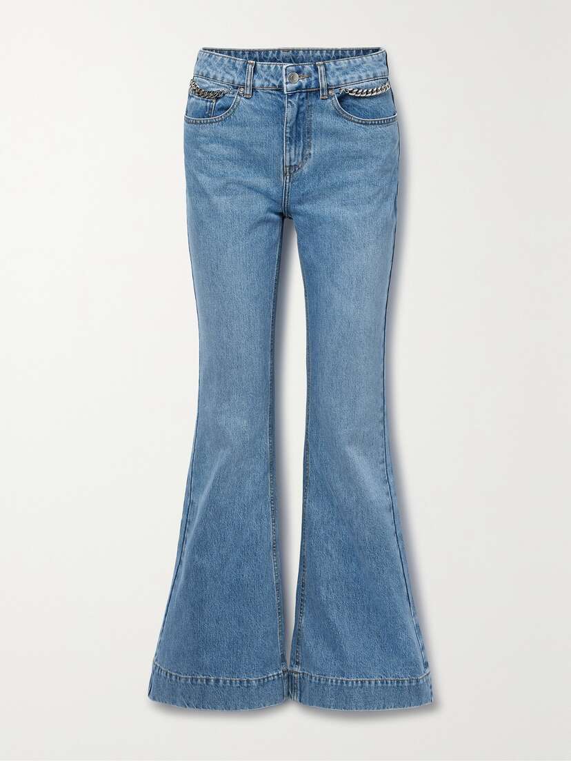 Stella McCartney + Net Sustain Iconic Chain-embellished High-rise Flared Jeans