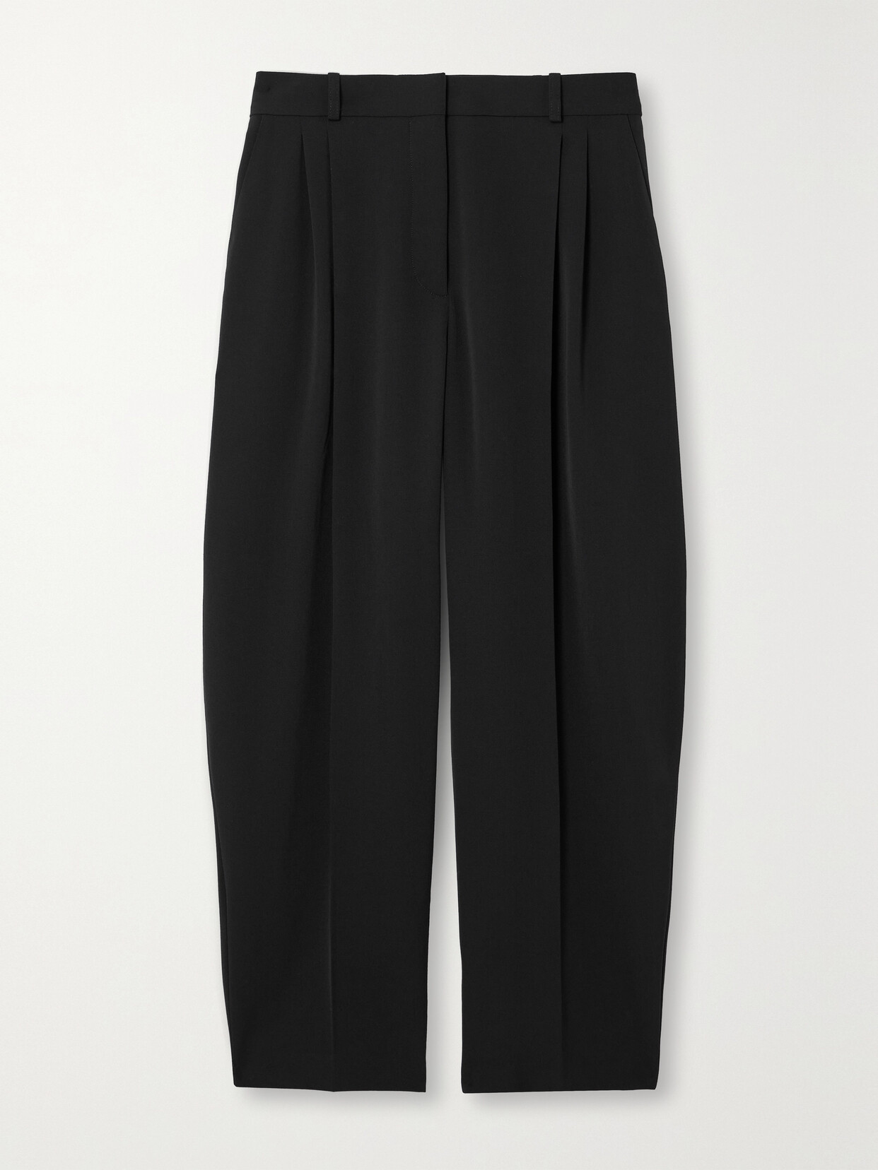 Stella Mccartney Cropped Pleated Wool-blend Tapered Pants In Black