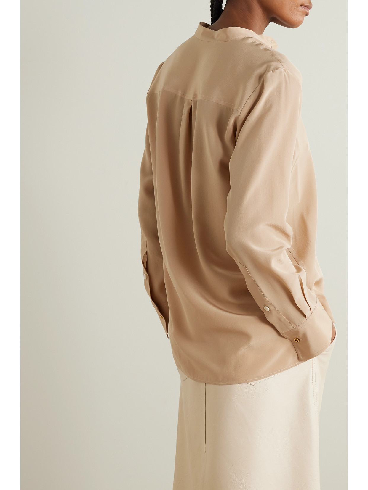 Shop Stella Mccartney Eva Silk Crepe De Chine Blouse In Brown