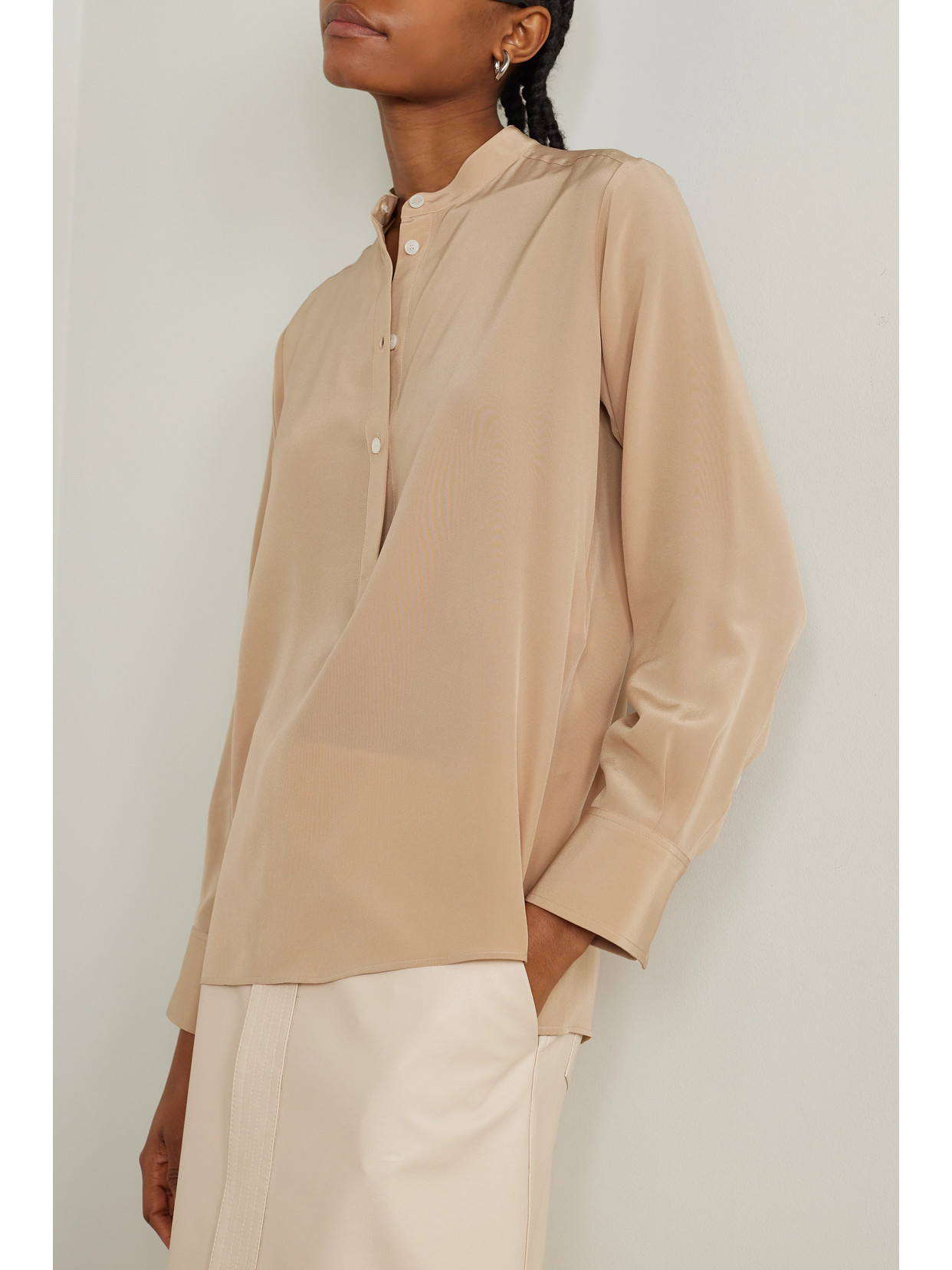 Shop Stella Mccartney Eva Silk Crepe De Chine Blouse In Brown