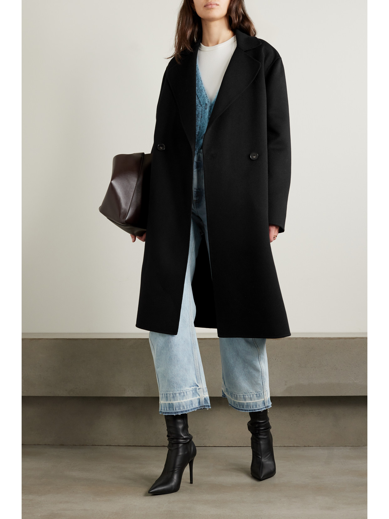 Stella Mccartney Iconic Double-breasted Wool Coat In Black