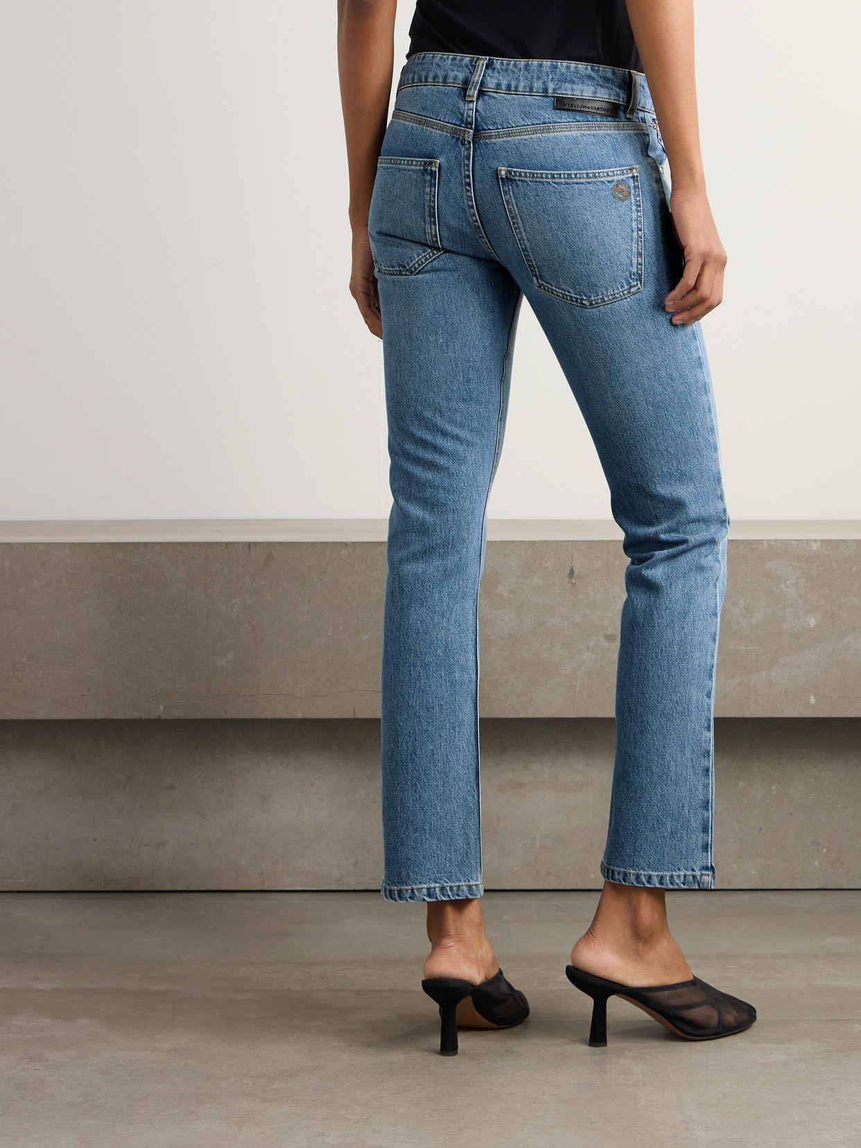 + Net Sustain Falabella Chain-Embellished Mid-Rise Straight-Leg Jeans