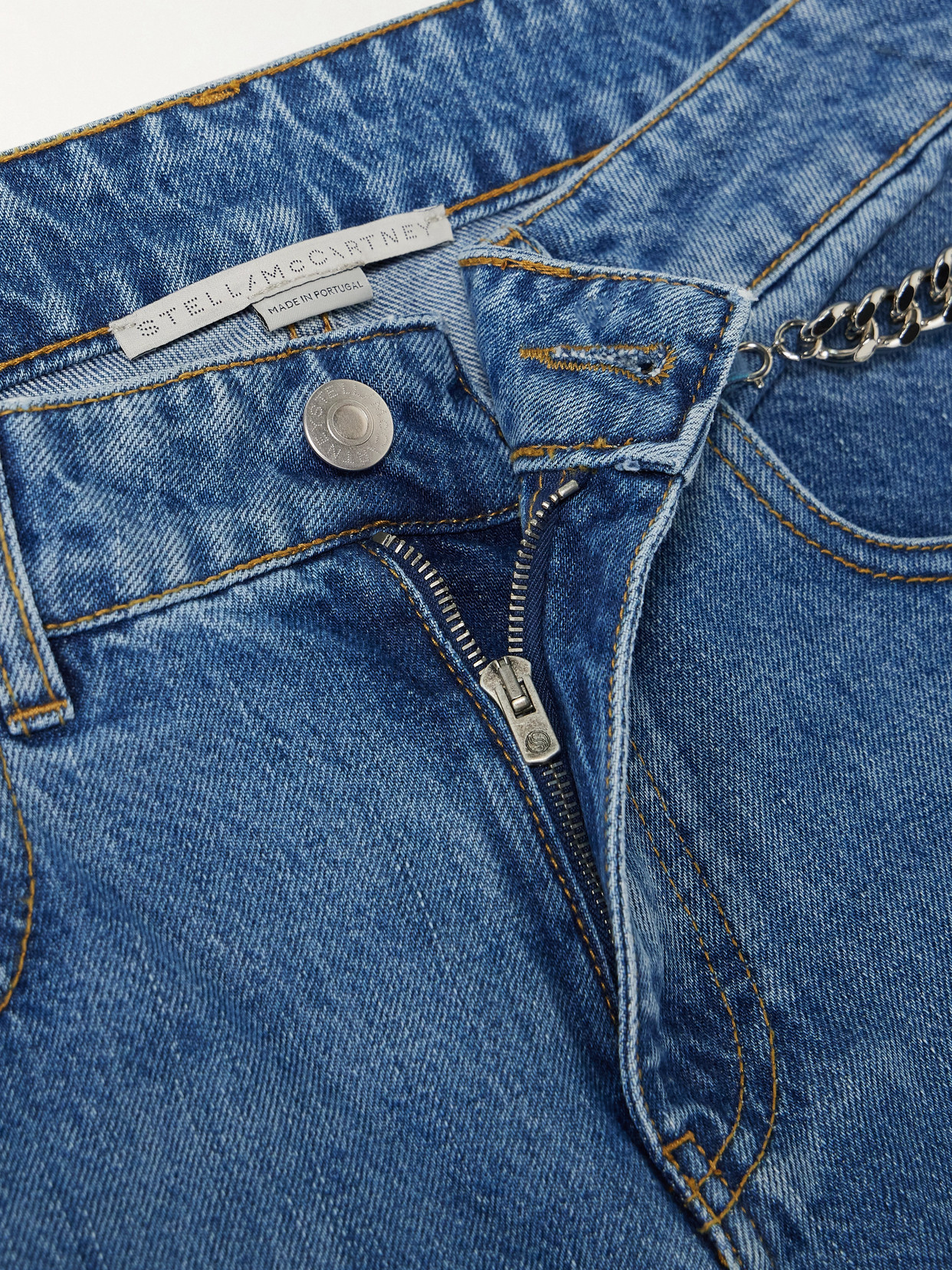 + Net Sustain Falabella Chain-Embellished Mid-Rise Straight-Leg Jeans