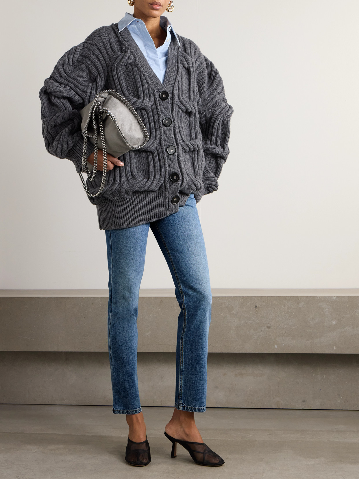 + Net Sustain Falabella Chain-Embellished Mid-Rise Straight-Leg Jeans