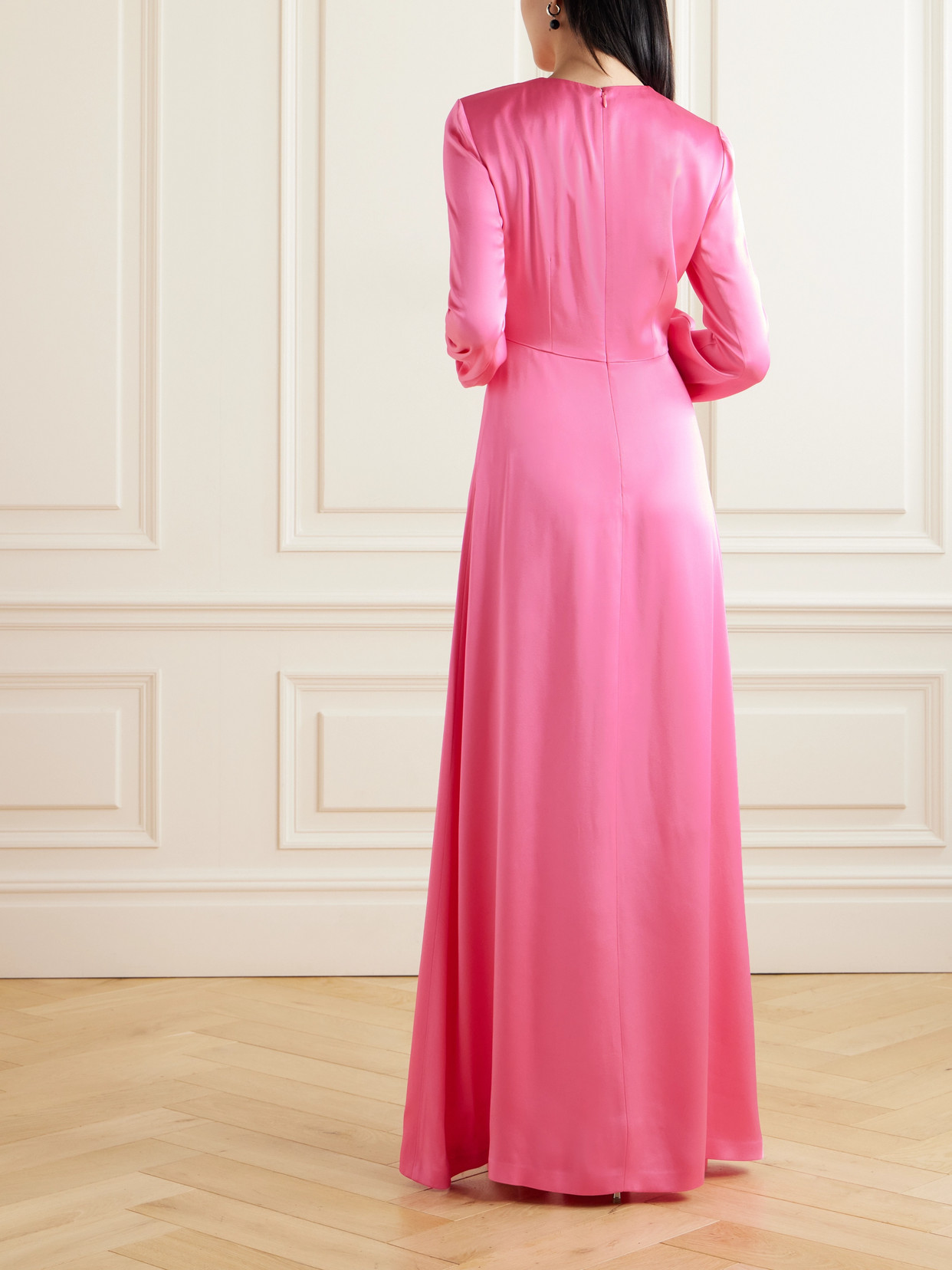 Shop Stella Mccartney Draped Duchesse-satin Gown In Pink