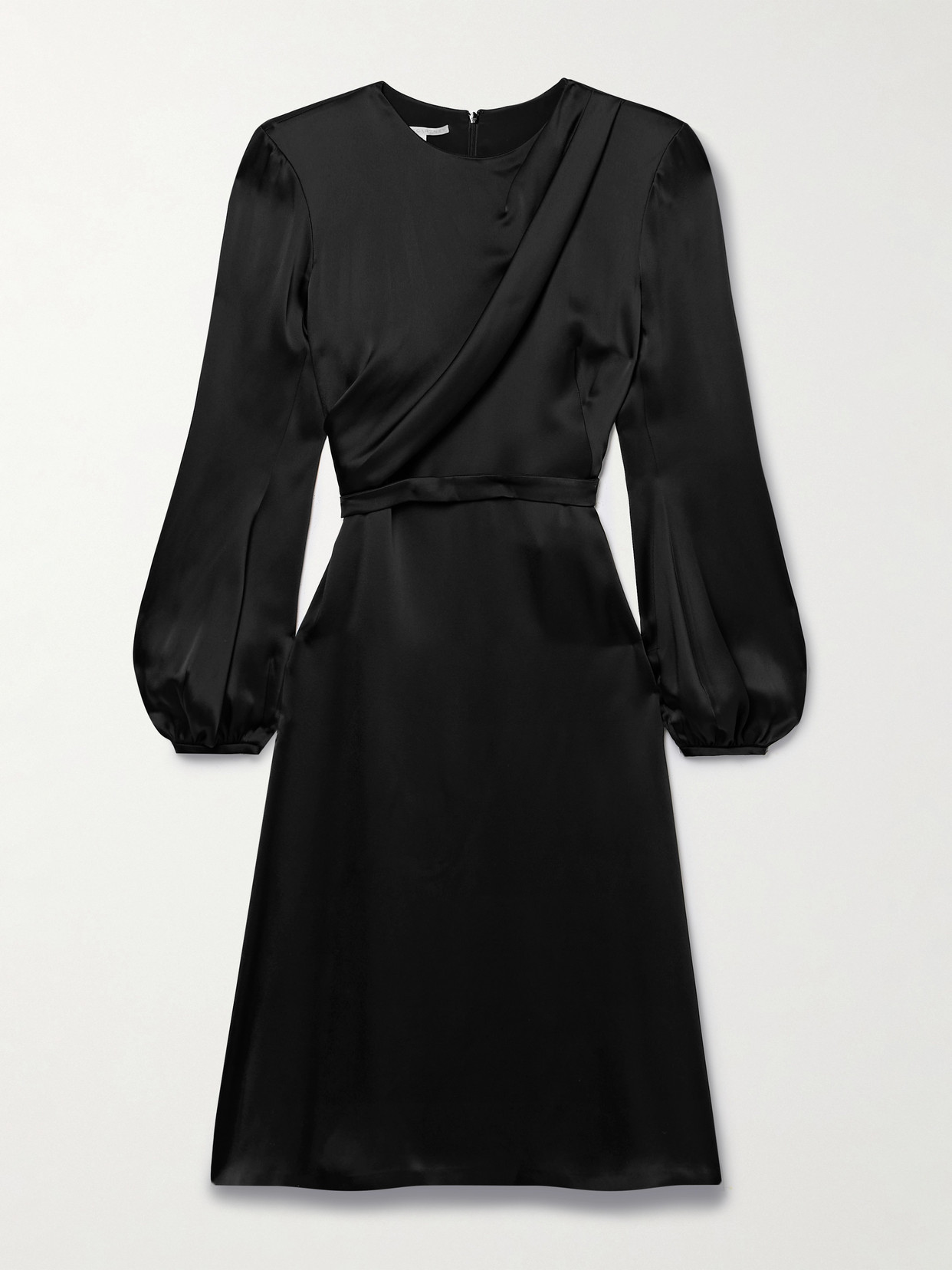 Stella McCartney - Draped Duchesse-satin Midi Dress - Black
