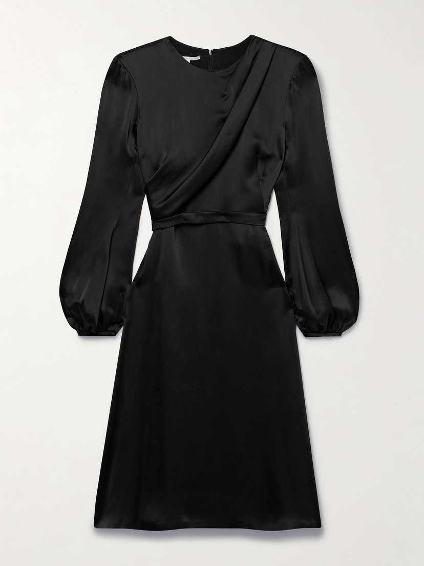 Stella McCartney Draped Duchesse-satin Midi Dress