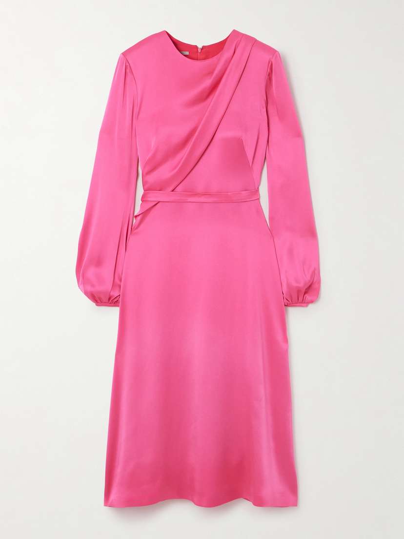 Stella McCartney Draped Duchesse-satin Midi Dress