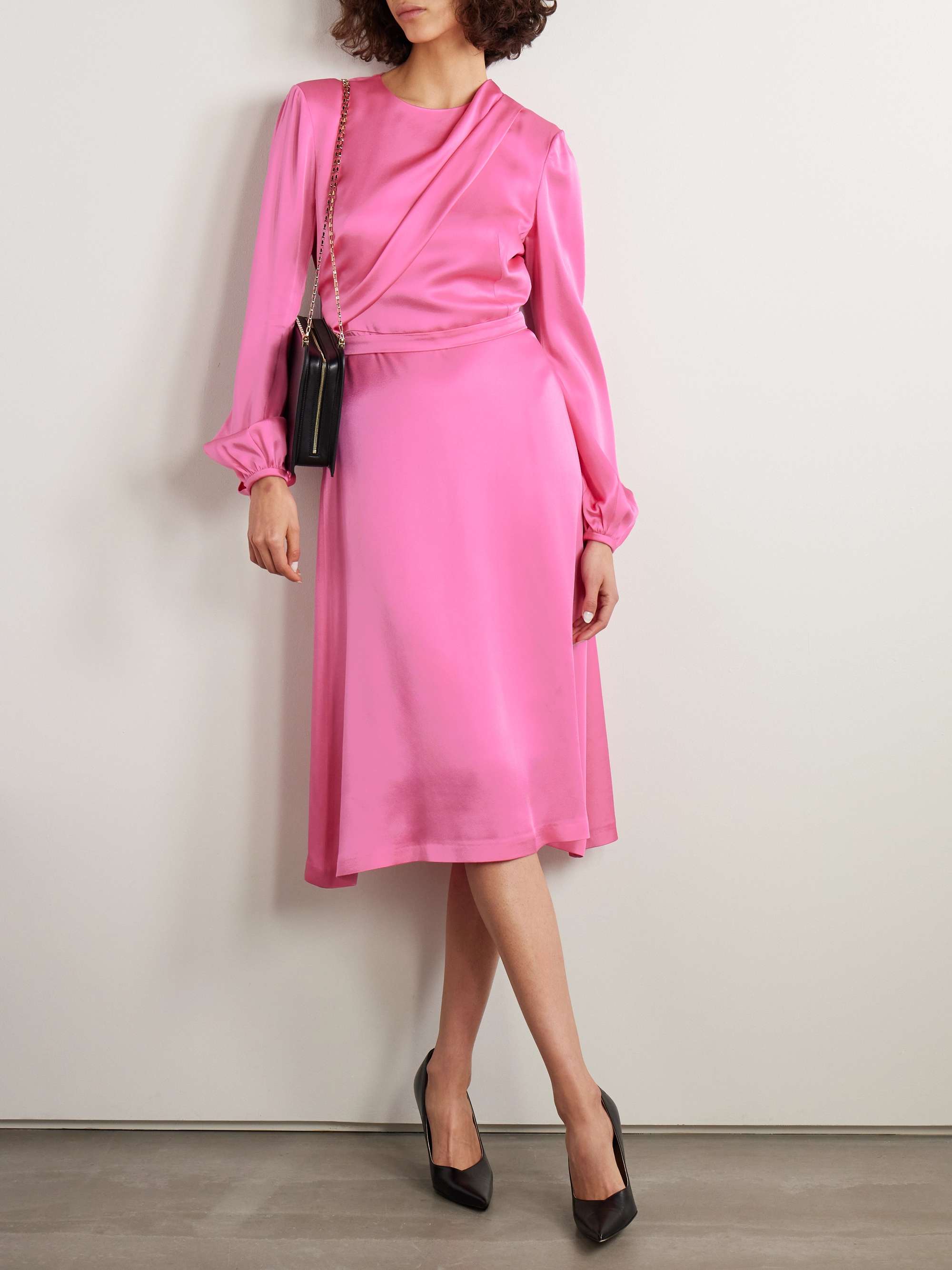 STELLA MCCARTNEY Draped duchesse satin midi dress NET A PORTER