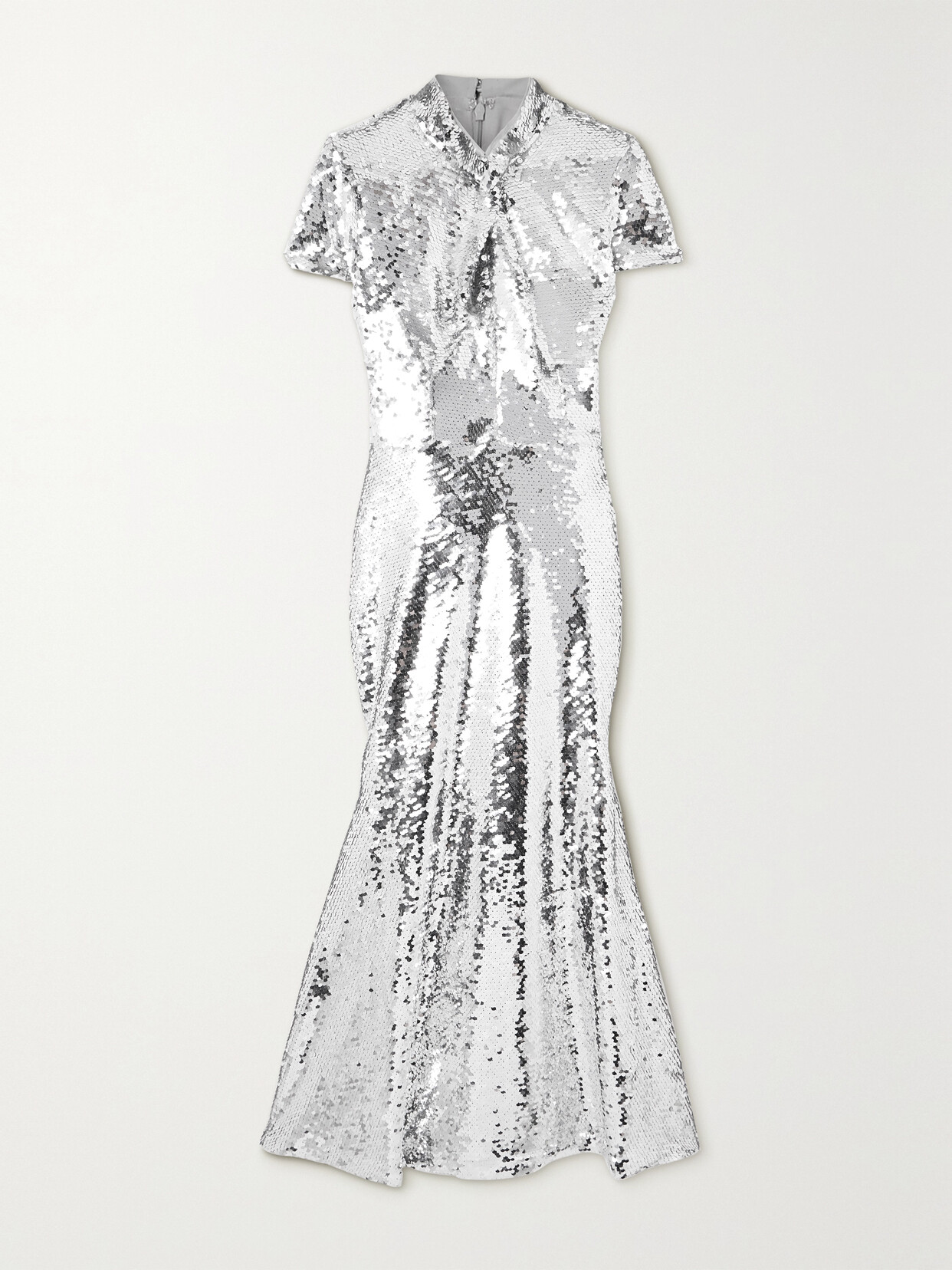 Self-Portrait Sequined Tulle Midi Dress - Silver