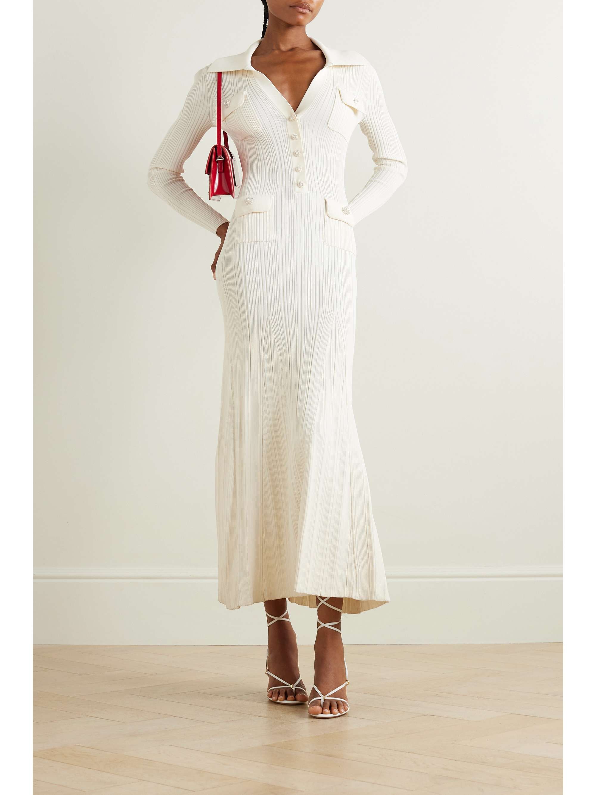 SELF-PORTRAIT Embellished ribbed-knit maxi dress | NET-A-PORTER