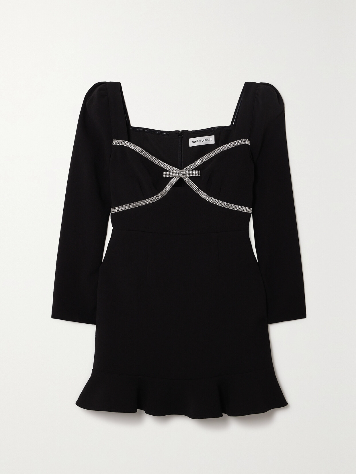 Self-portrait Bow-detail Embellished Minidress In Black