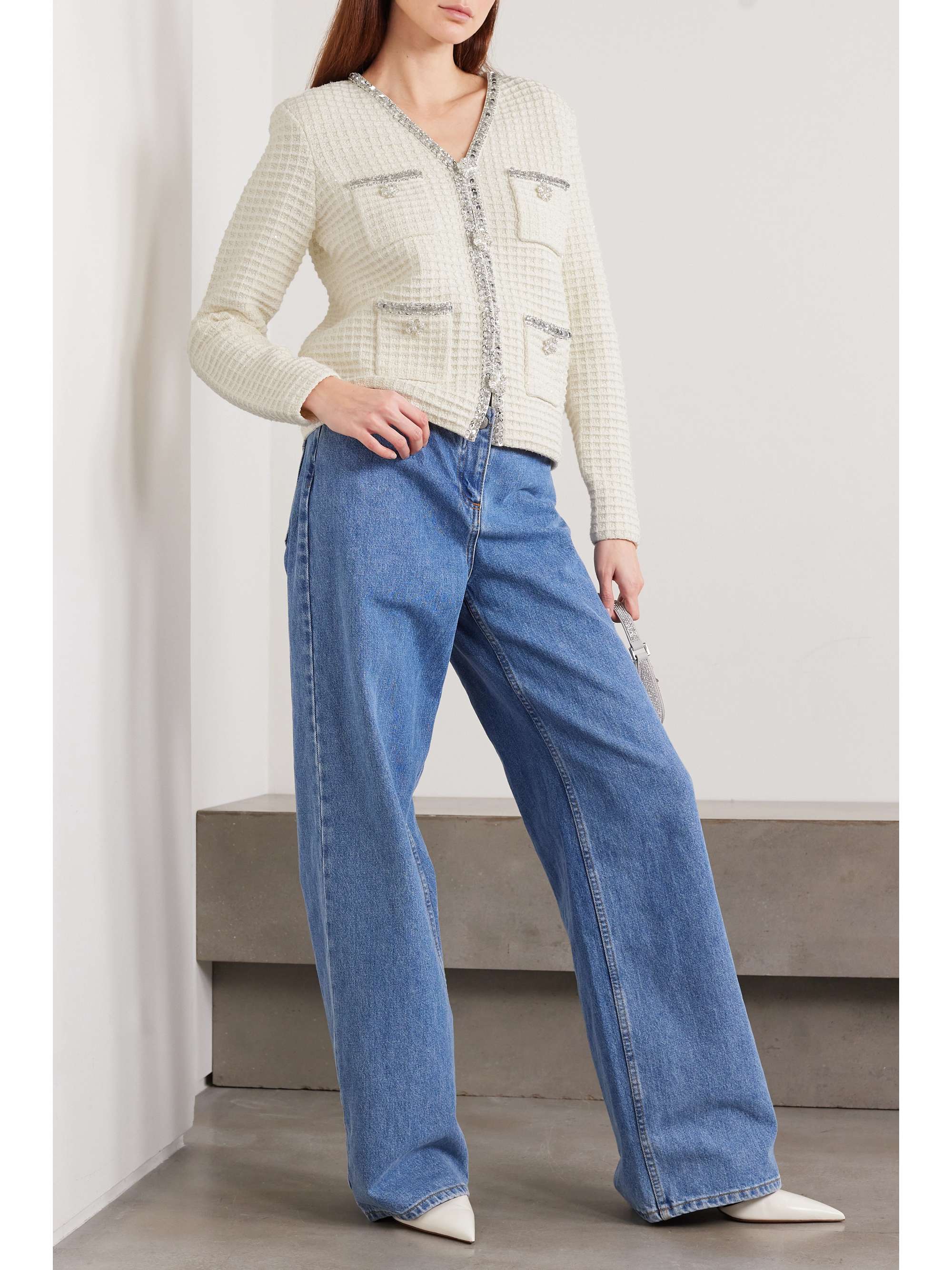 Boucle knit cardigan sale